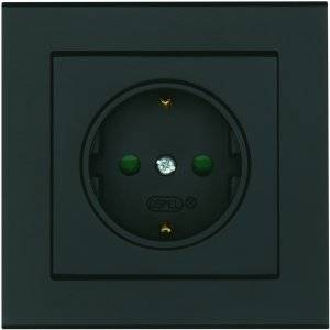 Vägguttag Optima 1-vägs med jord Svart Snabbkopl.