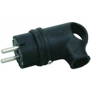 Stickpropp, Vinklad,Med jord, Svart,16A, 250V,IP44
