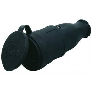 Skarvuttag, Med jord, Svart, 16A, 250V, IP44