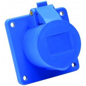 Paneluttag, Infällt, Rakt, 16A, 2P+J, 230V, 6h, IP44 (75x75)