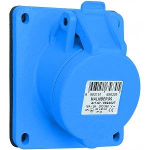 Paneluttag, Infällt, Snett, 16A, 3P+J, 230V, 9h, IP44 (83x90)