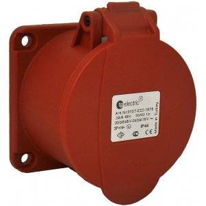 Paneluttag, Infällt, Rakt, 16A, 3P+N+J, 400V, 6h, IP44 (70x70)