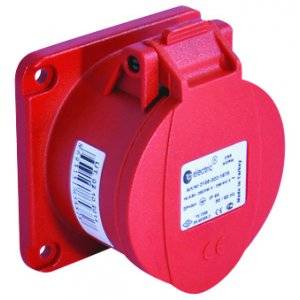 Paneluttag, Infällt, Rakt, 16A, 3P+N+J, 400V, 6h, IP44 (75x75)