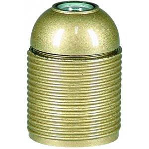 Lamphållare, Ojordad, Gängad, Guld, E27