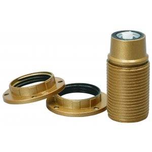 Lamphållare, Ojordad, Gängad, Guld, E14