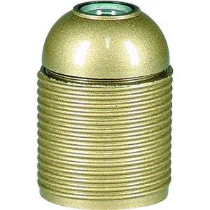 Lamphållare, Jordad, Gängad, Guld, E27