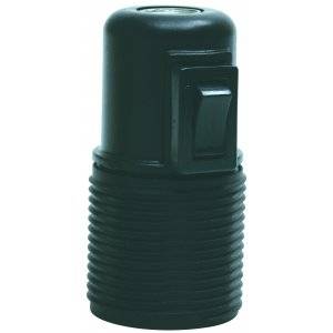 Lamphållare med strömbrytare, Jordad, Svart, E27