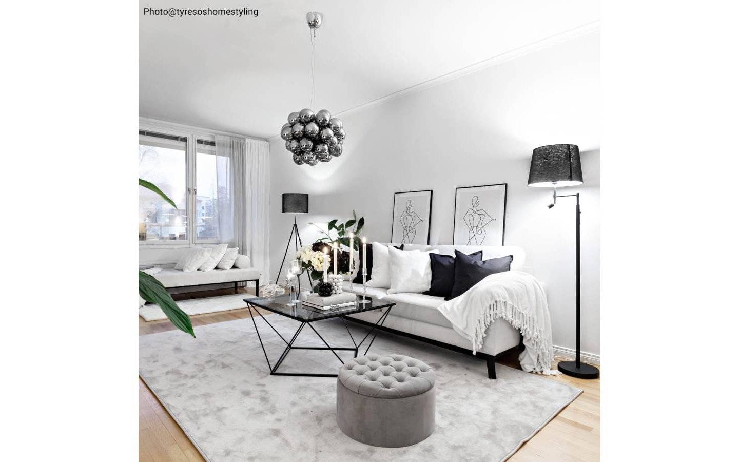 Gross Grande Taklampa 62cm 8xG9 Rökgrå